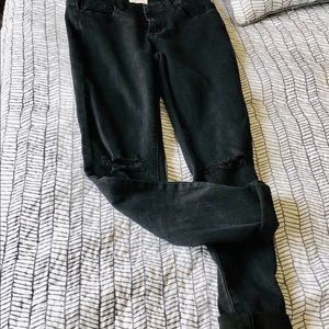 Black, knee cut, skinny jeans